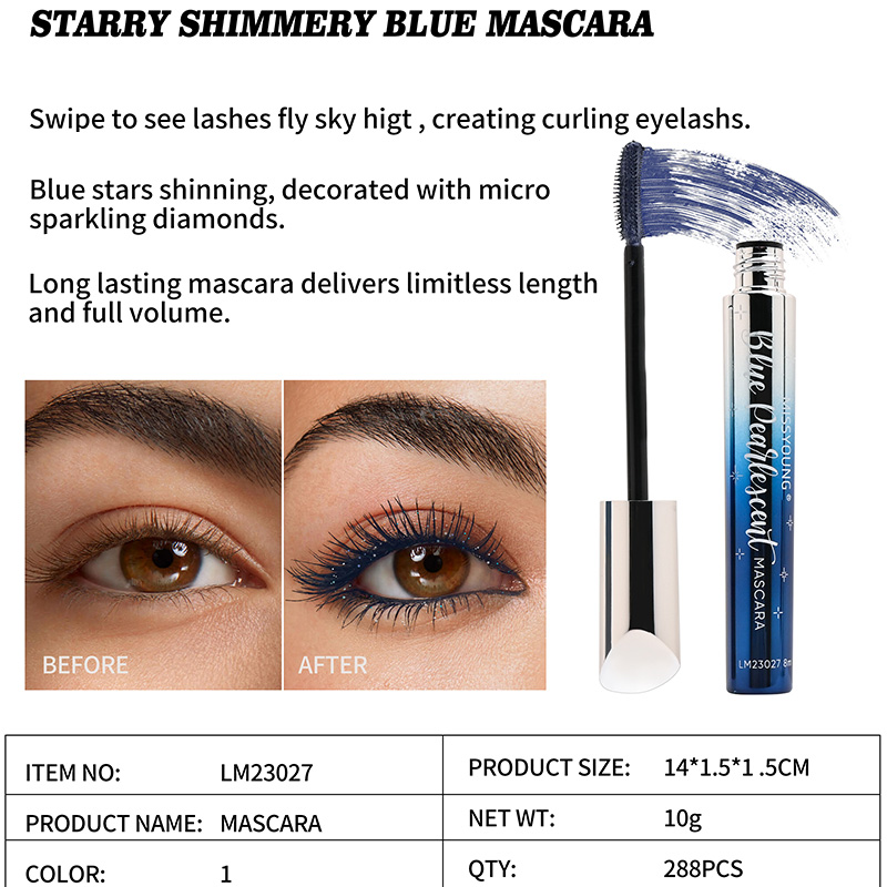 Стойкая тушь для ресниц Sparkling Starry Shimmery Blue LM23027